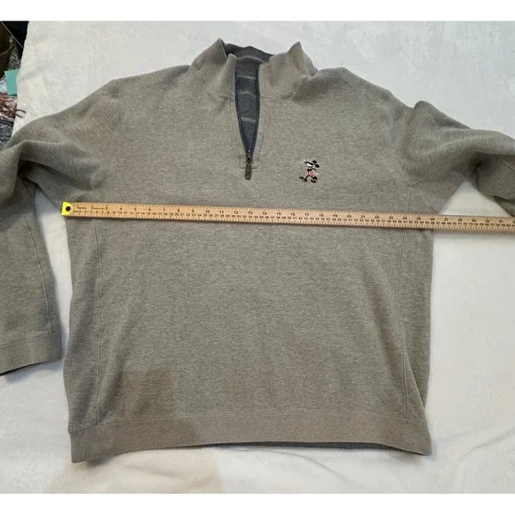 Tommy Bahama Disney Mickey Mouse Mens XXL Quarter Zip Pullover Cotton Beige